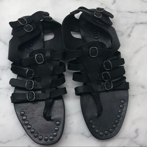 Brand new black leather sandals